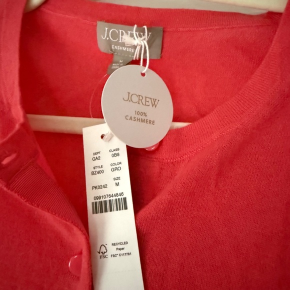 NWT JCrew Featherweight Cashmere Cardigan in Garden Rose - Picture 3 of 3
